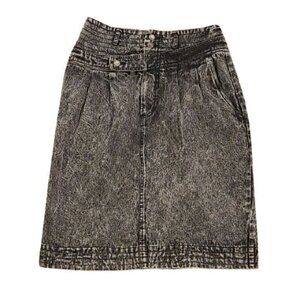 [Weathered Blues] Vintage Black Acid Wash Jean Pencil Skirt -Sz11/12